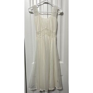 Vintage Radcliffe Nightgown Chemise Nylon Womens Small Off White Sheer Lacey